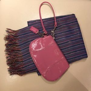 Technicolor Cotton Scarf and Coach Wristlet Bundle