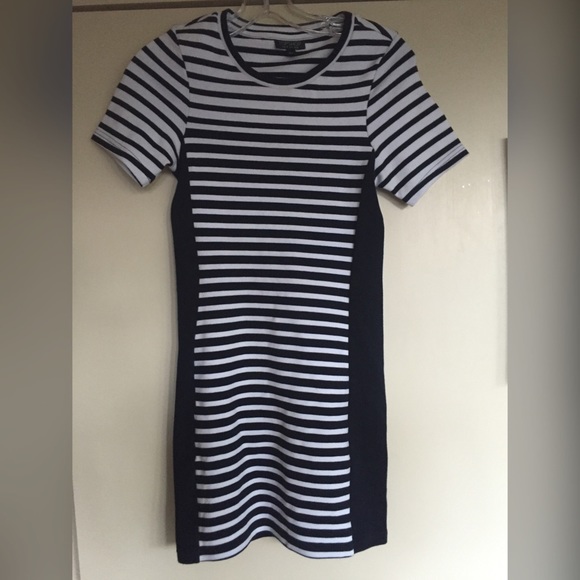 Blue and White Striped Bodycon Dress