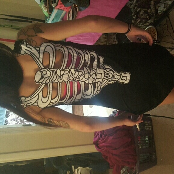 Black skeleton back dress