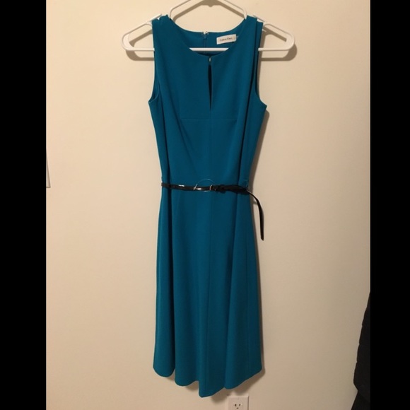 Calvin Klein belted A-line dress. Size 2. NWT.