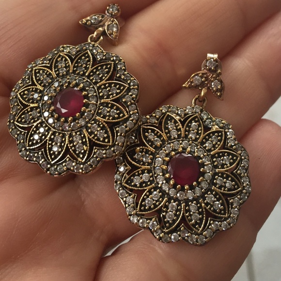 🔴Vintage handmade sterling silver 925 earrings🌹 - Picture 4 of 4