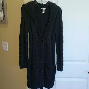 Forever 21 Dark Grey long hooded sweater coat