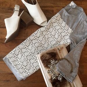 J.Crew quarter sleeve with lace overlay