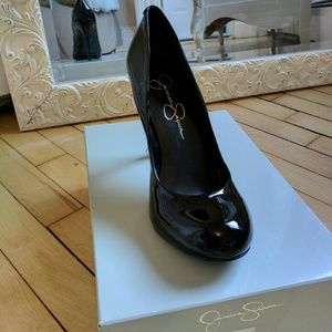 Jessica Simpson Black Patent Calie Heels