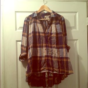 Free People Plaid Ruffle Tunic