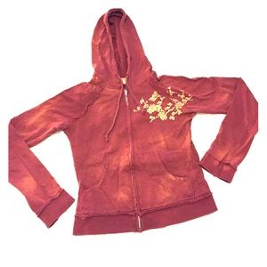 Forever 21 Maroon Hoodie w/Cherry Blossom Detail