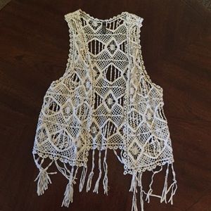 Crochet off white vest