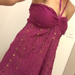 Free People Magenta/Gold Moroccan Halter