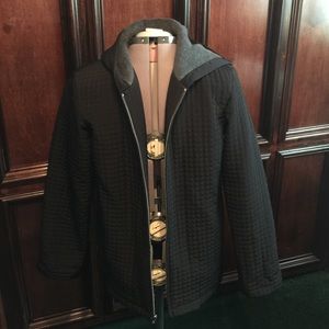 Black small quilted squares coat