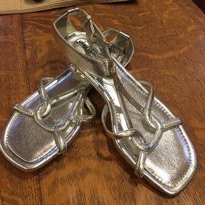 Charles David silver flat sandals