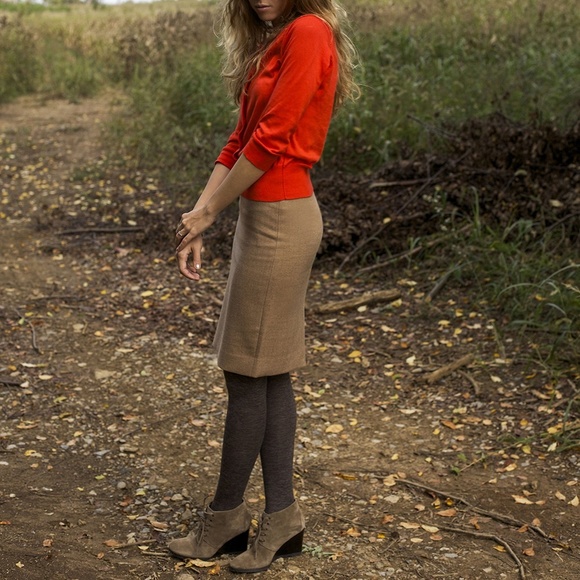 SOLD! - NEW Factory sand brown wool pencil skirt - Picture 2 of 4