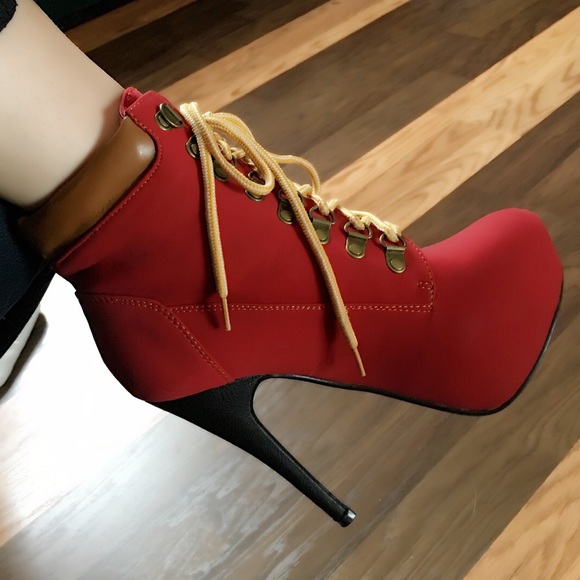 Shoes - Gorgeous Red Lace Up Booties