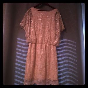 Cream/Silver lace dress