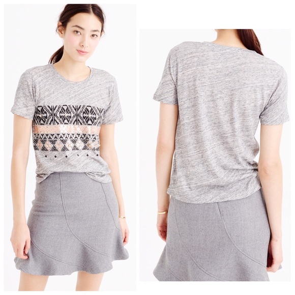 [SOLD] J.Crew Jeweled Gray T-Shirt - Picture 4 of 4