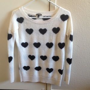 Express black and white heart sweater