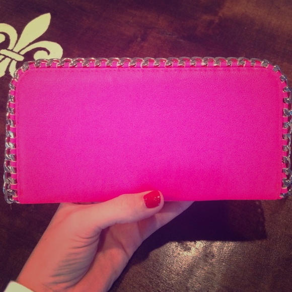 Hot Pink Silver Chain Clutch or Large Wallet NWOT