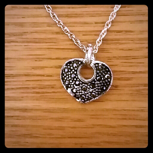 Marcasite Heart Necklace  (reversible)