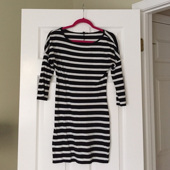 Express Black & White Striped Dress