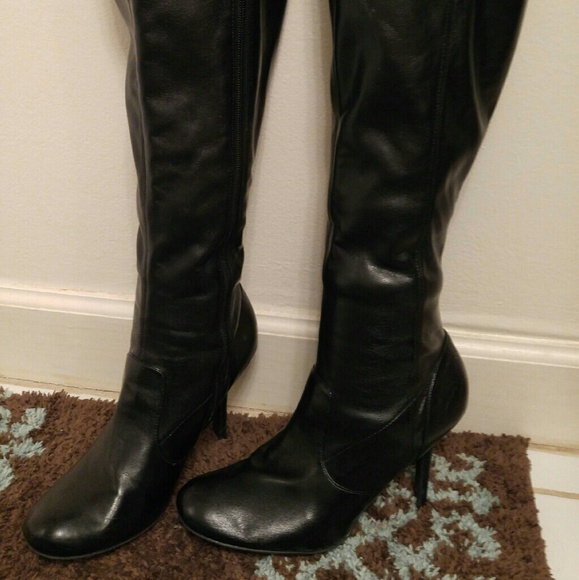 Black leather boots