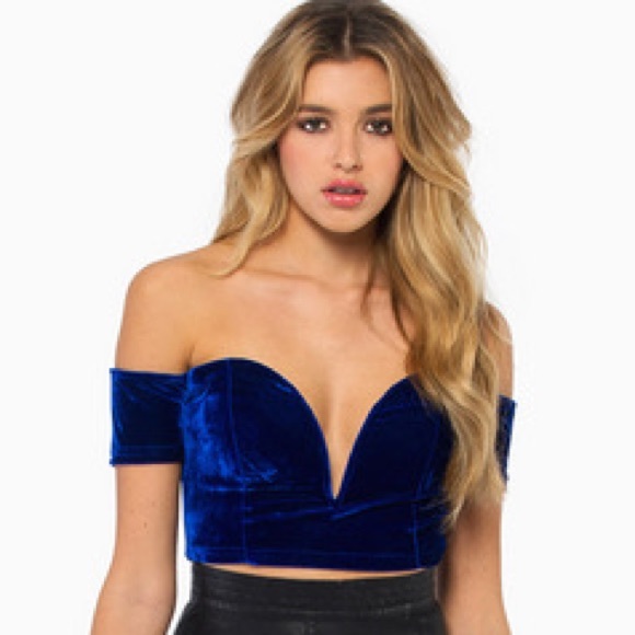 Tobi Midnight Blue Velour Top