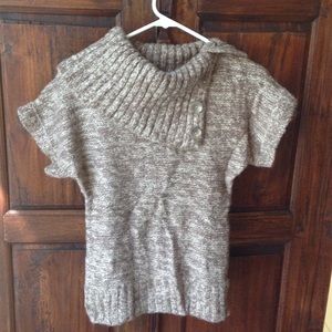 Short sleeve large turtle neck sweater, oatmeal