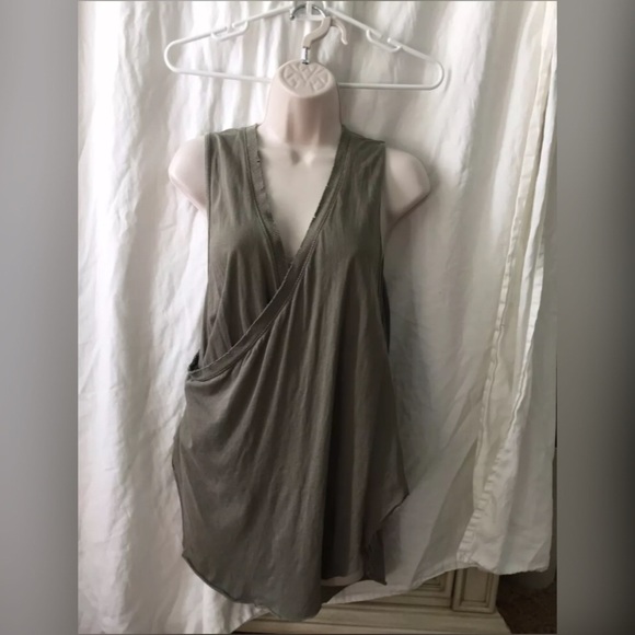 Free People Criss Cross Olive Green Top