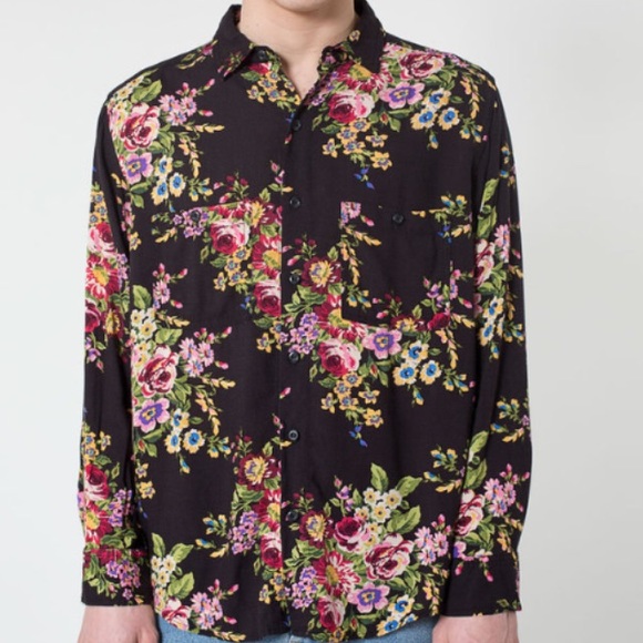 American Apparel Rayon Long Sleeve Button Up