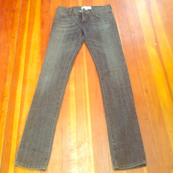 Skinny straight leg paper denim and cloth jeans.