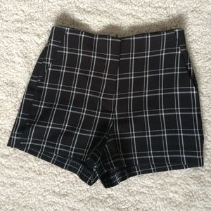 High waisted plaid shorts