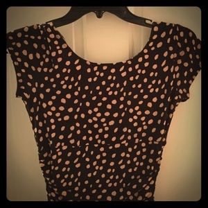 Black/tan polka dot stretchy dress