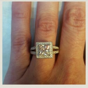 Sterling Silver 8mm princess cut cubic zirconia