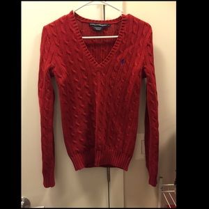 Ralph Lauren V-neck cabled sweater size small