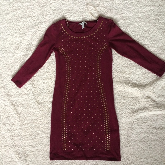 Maroon and gold bodycon dress