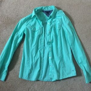 Tommy Hilfiger aqua button up shirt