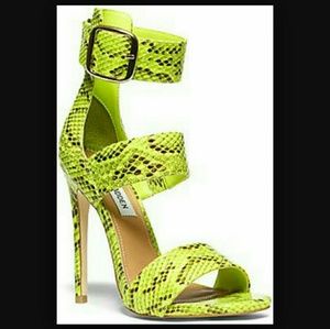 Steve madden mysterii green snakeprint heel