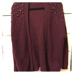 Burgundy studded sweater