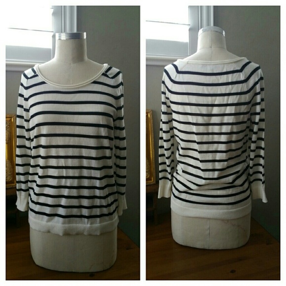 NWOT Loft Beige and Black Striped Sweater
