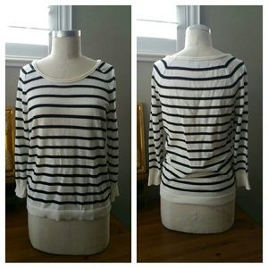 NWOT Loft Beige and Black Striped Sweater