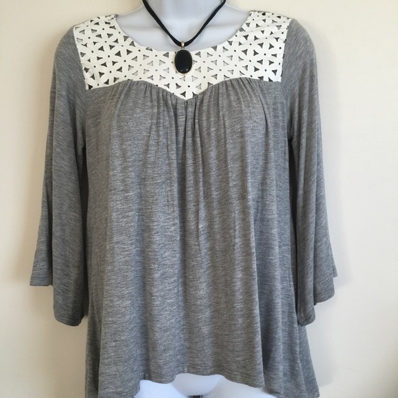 Heart & Hips Tops - Brand new flair top with faux leather detail and