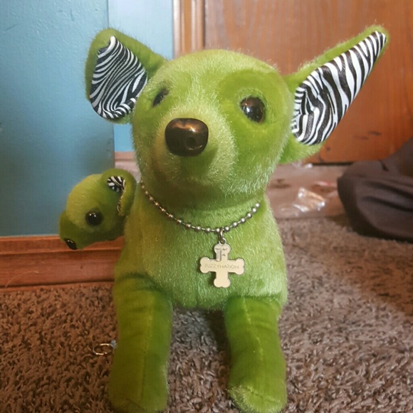 Fuzzy nation green Chihuahua purse