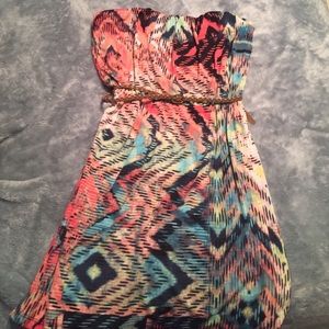 multicolor strapless dress