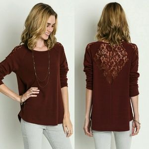 NWT Knit Top w/ Lace Back
