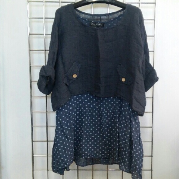 Navy Poka Dot Tunic 100% cotton