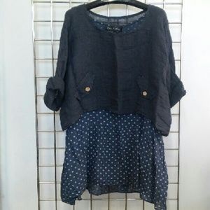 Navy Poka Dot Tunic 100% cotton