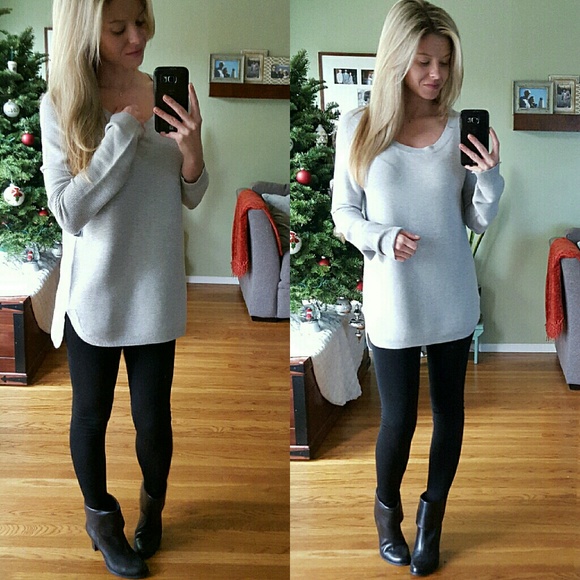 RESERVED πGorgeous Soft Ribbed Light Grey Top - Picture 4 of 4