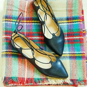 Black Lace Up Flats Size 5.5