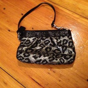 Coach wristlet silver leopard print
