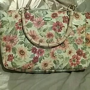 Floral Longaberger Purse/Tote with Bamboo Handles