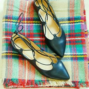 Black Lace Up Flats Size 7