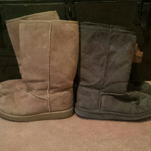 Grey and tan uggs